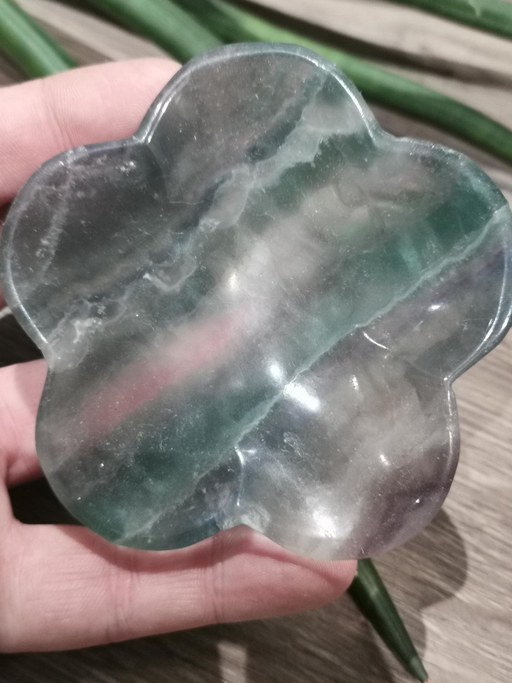 Ciotolina portagioie in fluorite multicolore – Cuore, fiore o gatto a scelta