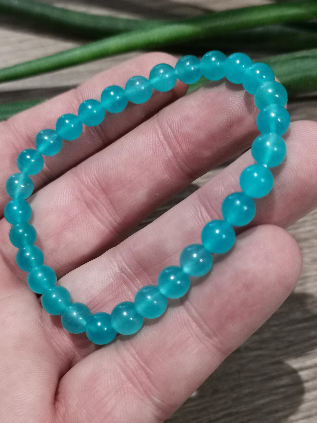 Amazonit, Naturstein aus Peru, Armband mit 6-mm-Perlen, Güte AAAA
