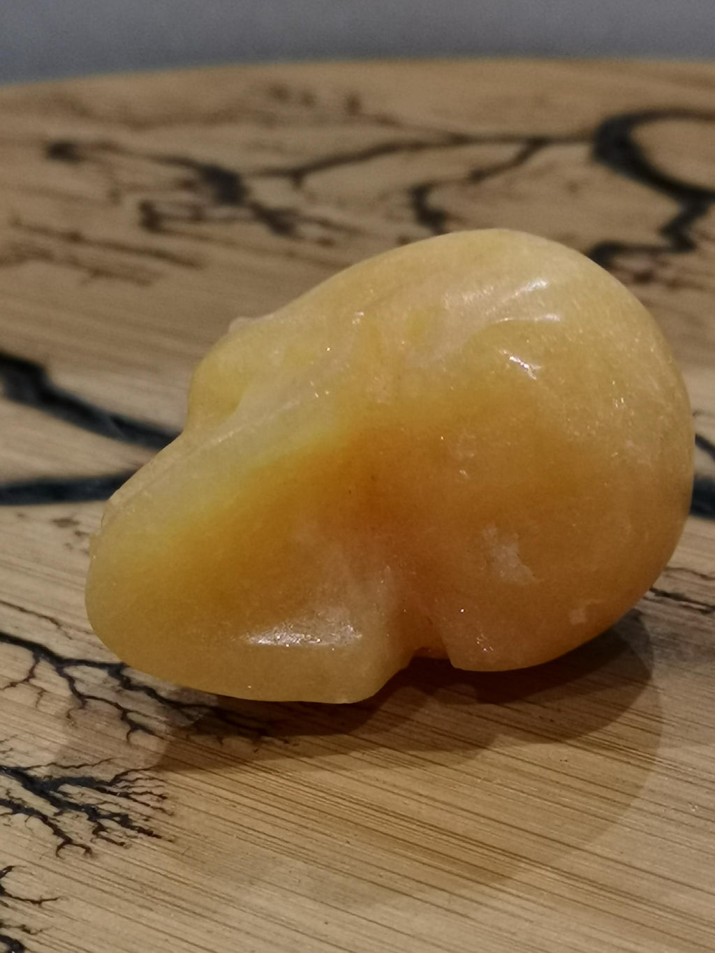 2' CALCITE gialla , teschio di pietra collezione / Litoterapia / Decorazione/ teschio Cranio