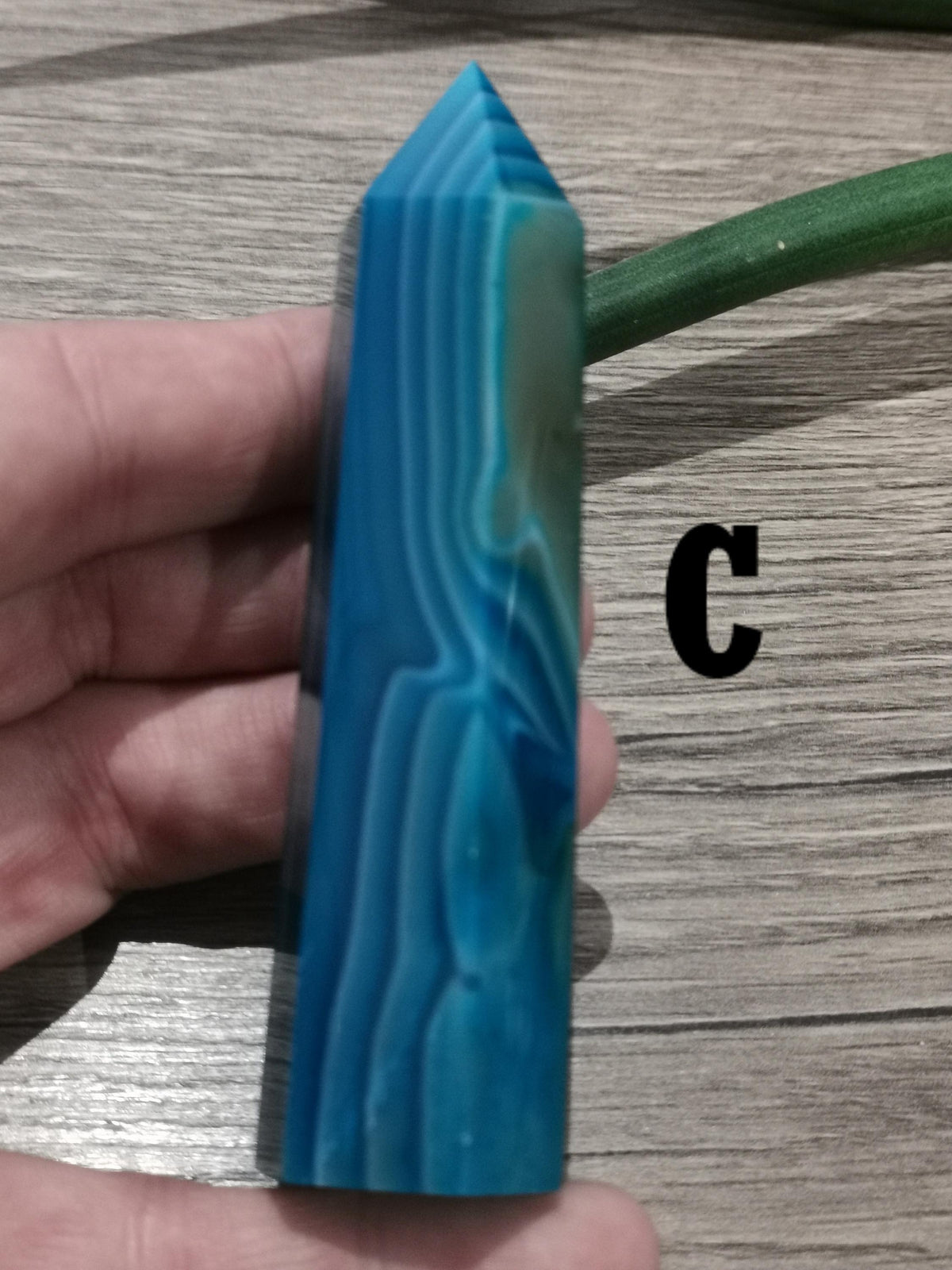 Agate Bleu couleur Mer , Obélisque / Pointe de collection - Fengshui