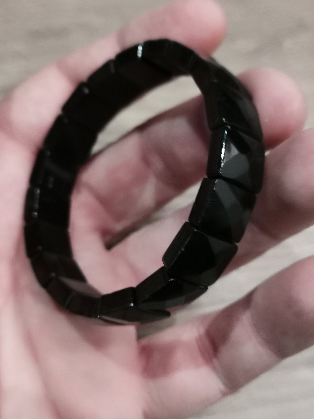 Turmalina Negra, pulseira de contas quadradas facetadas, qualidade Extra AA