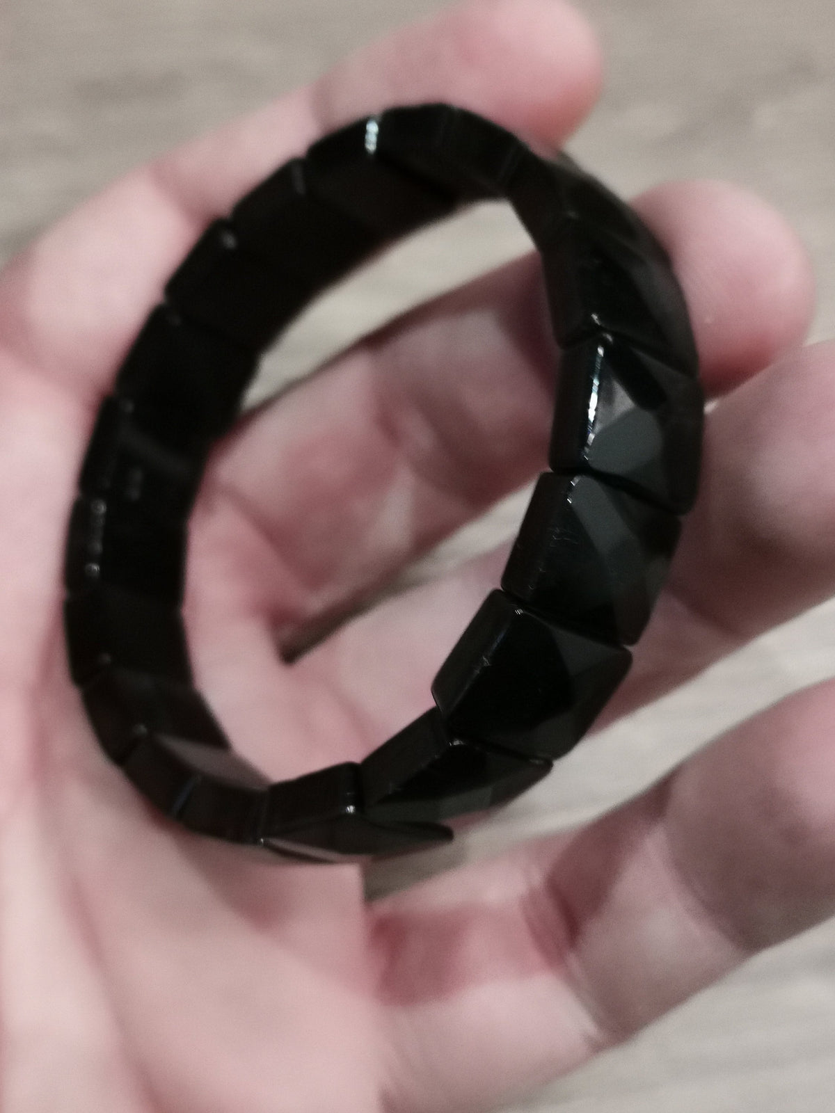 Turmalina Negra, pulseira de contas quadradas facetadas, qualidade Extra AA