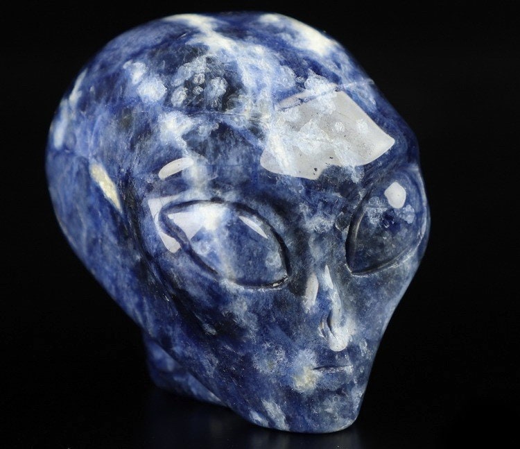 SODALITE Teschio alieno, minerale scolpito da collezione / REIKI Teschio, Cranio, SchÄdel, Cranio Teschio di cristallo