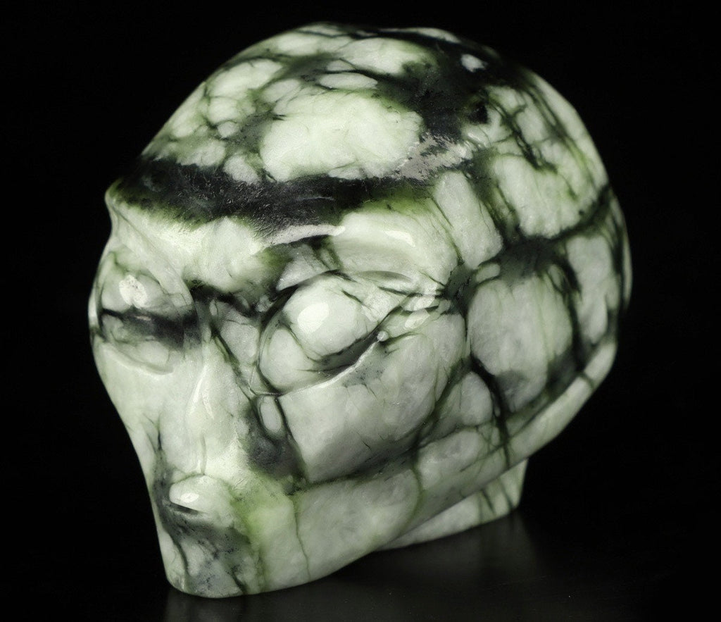 Jaspis Picasso Chinoise / Najeźdźca z kosmosu / Kolekcjonerska czaszka z naturalnego kamienia / dekoracja Skull, Cranio, SchÄdel, Craneo Crystal Skull