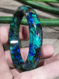 Bracciale RIGIDO tipo bangle in Azurrite e Malachite, Pietra naturale, Diametro 61 mm, Regali, Natale