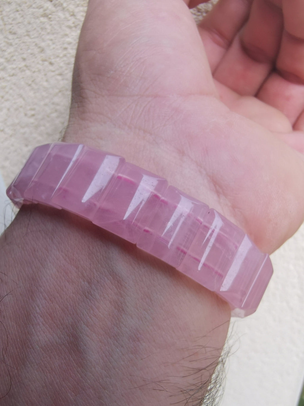 Quarzo rosa, perla rettangolare, pietra naturale dal bel colore omogeneo