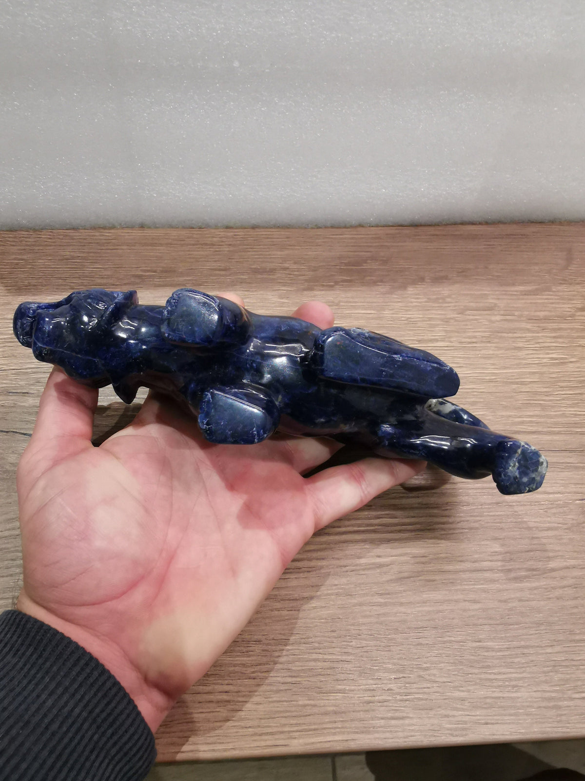 Tigre du Bengale en sodalite bleu nuit, 923 g /  Animal en Pierre naturelle