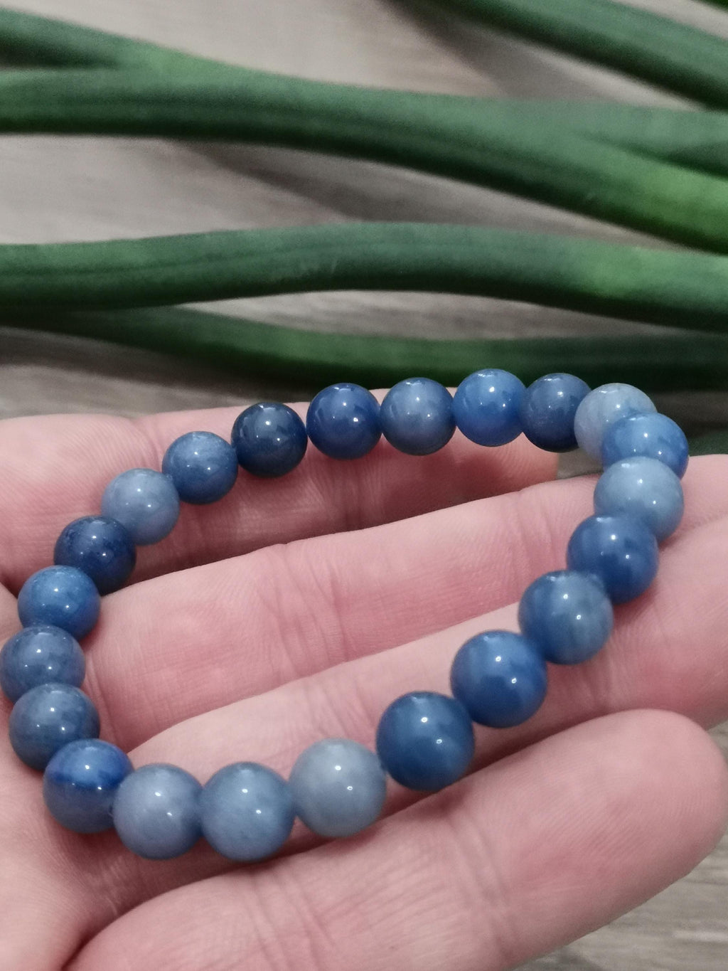 Aventurin Tibetblå , Armband efter mått valfritt  , Rund pärla 8 mm