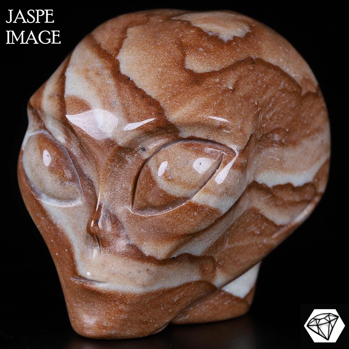 Giada paesaggio , Testa ALIEN   / Cranio in pietra naturale da collezione / decorazione  Skull , Cranio , SchÄdel , Cranio Crystal Skull