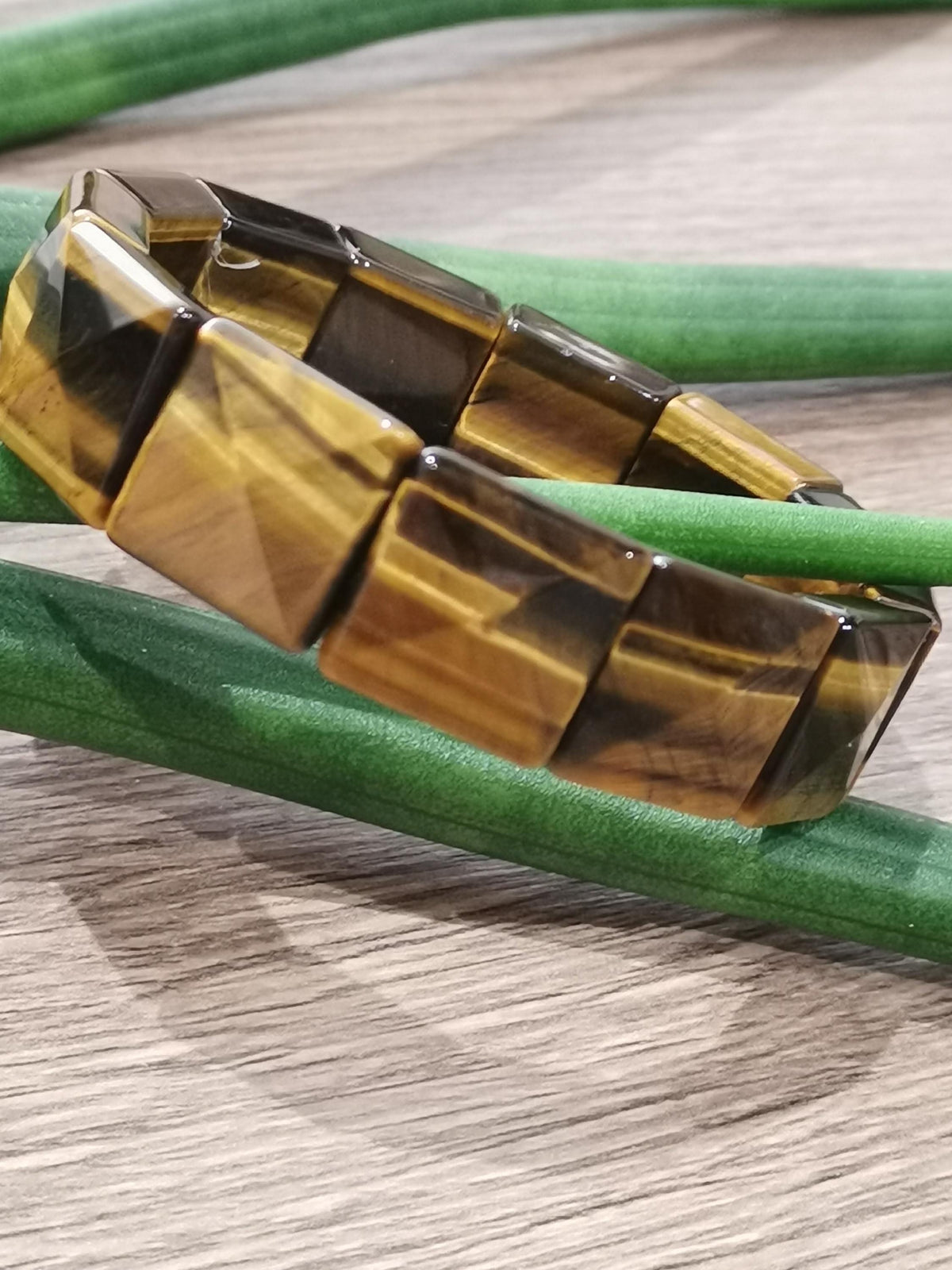 Olho de tigre amarelo, pulseira bonita e em grande formato quadrado de 16/16 mm, magnífica