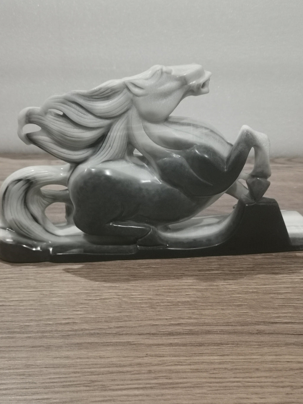Magnifique Sculpture XL Cheval en Jaspe Rubané Asiatique