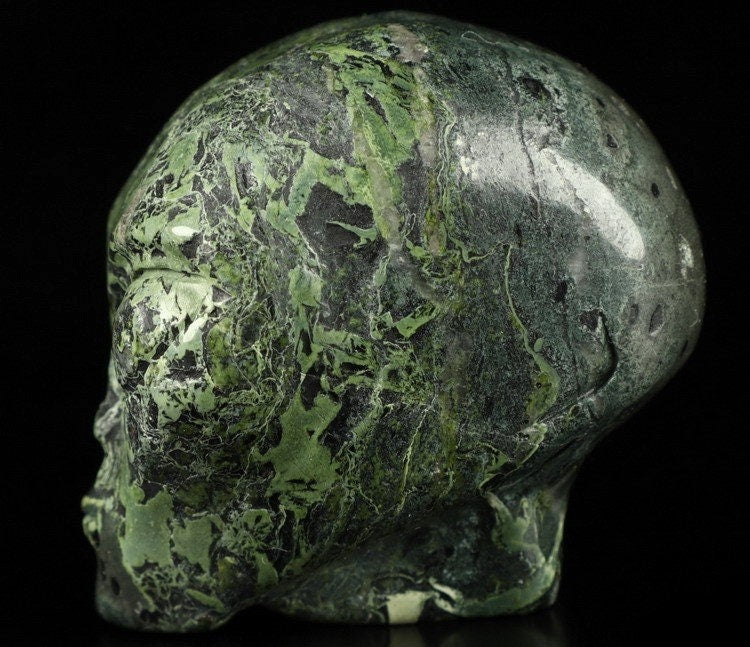 Cráneo alienígena de jaspe camuflaje, llamado piel de rana, mineral tallado de colección / REIKI Skull, cráneo, cráneo, cráneo