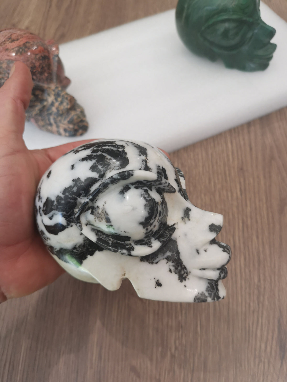 ZEBRA-Jaspis sculptuur in de vorm van een Afrikaans hoofd van natuursteen / doodshoofd / Cranio , SchÄdel , Craneo , Skull , reiki-kristallen schedel