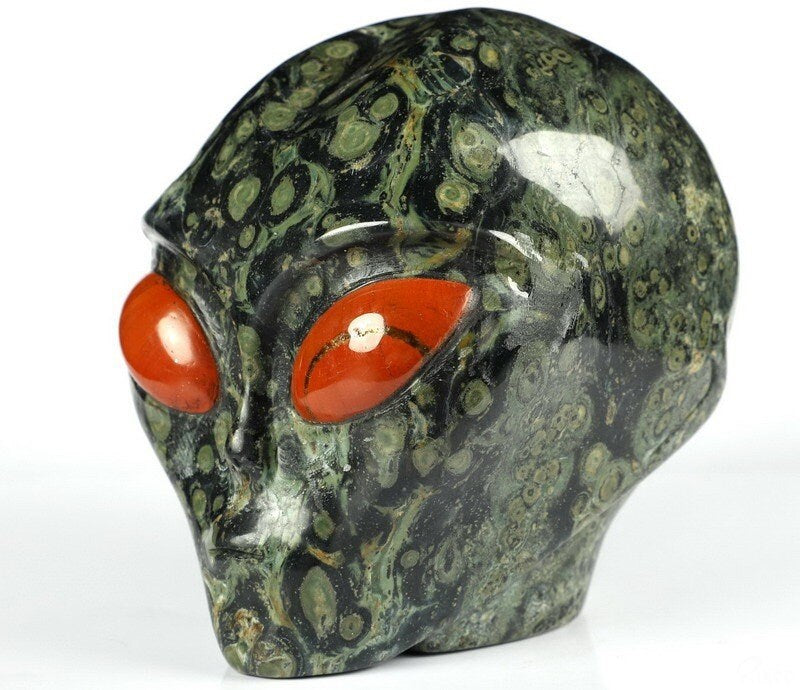 Roswell Alien Skull in Kambaba Jasper and Red Jasper · XL Natural Stone