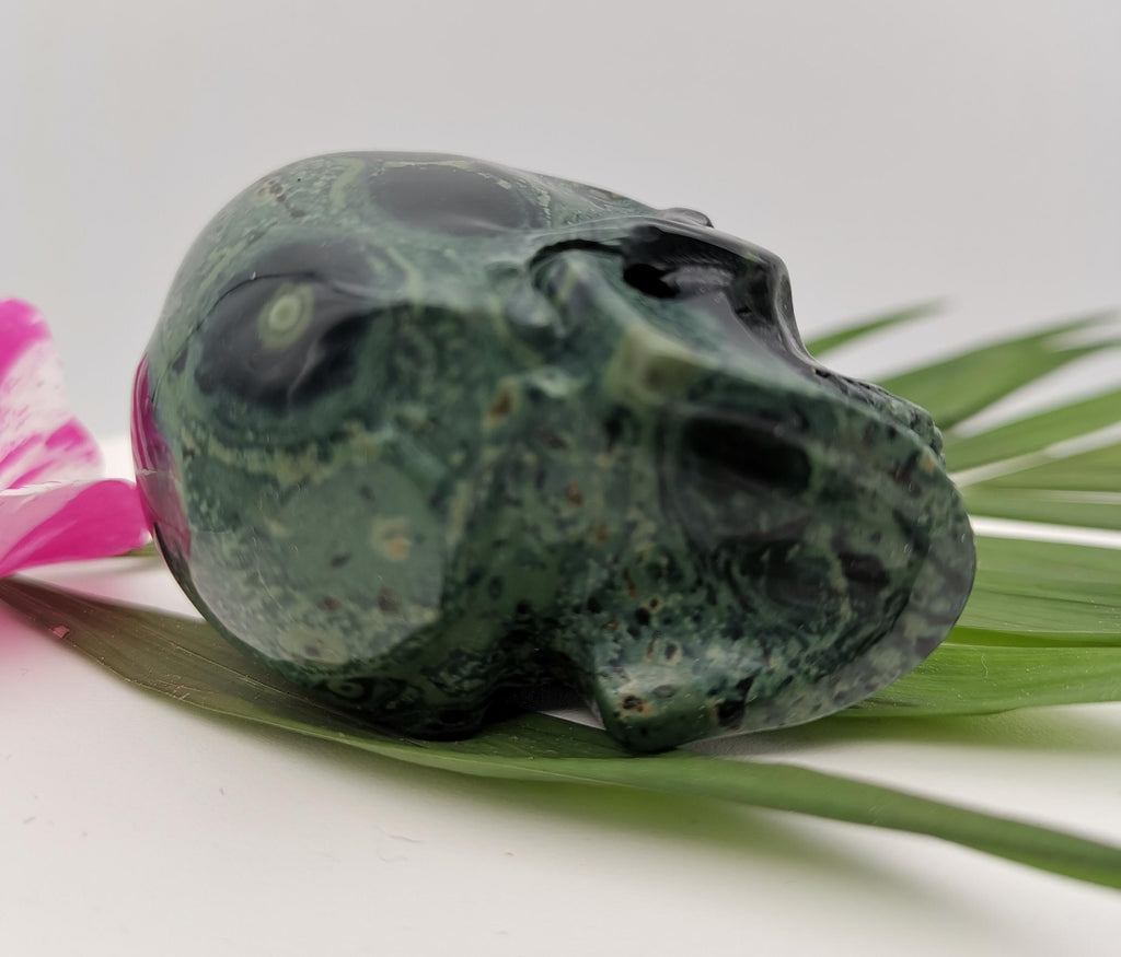 2" Crocodile Skin Jasper / Kambaba Jasper / Collector's Skull, Top quality carved natural stone ideal decoration