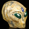 4.2" Crâne Alien pouce , Bois pétrifié / Extra terrestre Type Roswell , Skull , reikin , Invader
