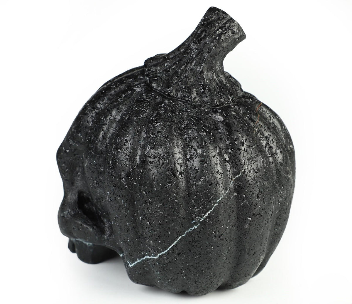 Testa di zucca in tormalina nera · Scultura in pietra naturale