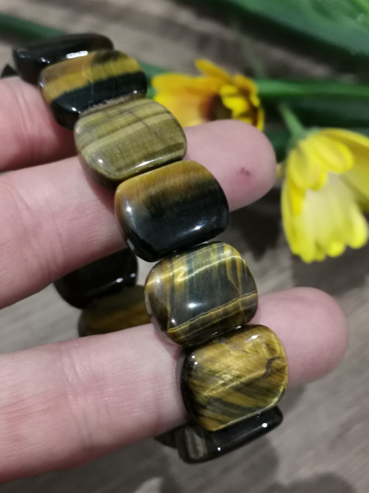 Tigeroog met valkenoog Gemengd , armband Grote originele OVALE kraal