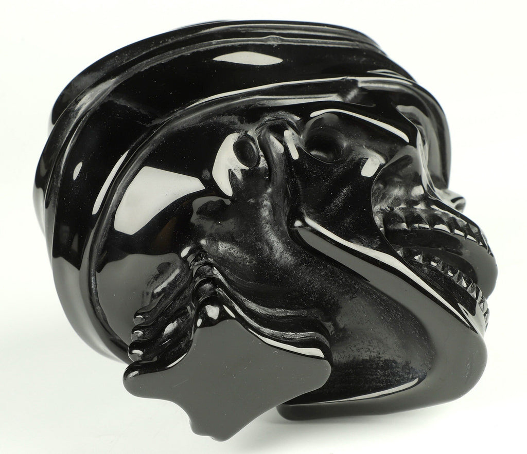Obsidiana Negra , Zumbi / Morto-vivo , crânio de pedra vulcânica natural  , Vaidade