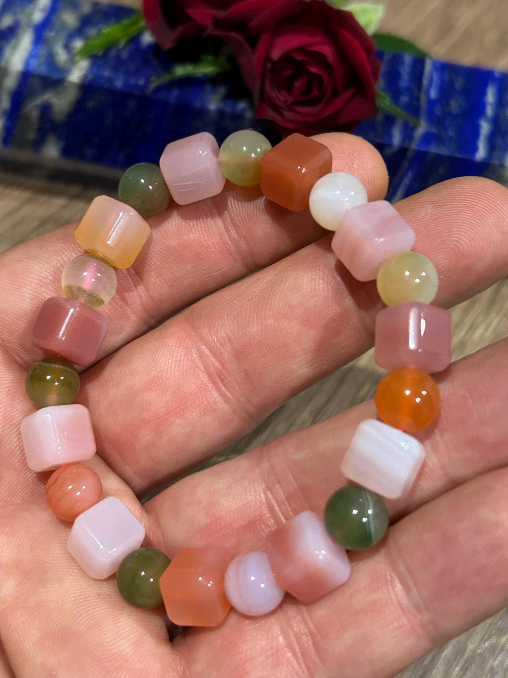 Giada Multicolore  , Perla rotonda e quadrata  , Pietra naturale / Serenità – Equilibrio – Rinnovamento