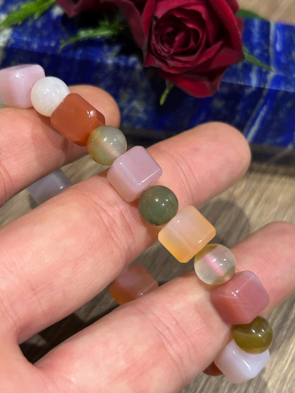 Giada Multicolore  , Perla rotonda e quadrata  , Pietra naturale / Serenità – Equilibrio – Rinnovamento