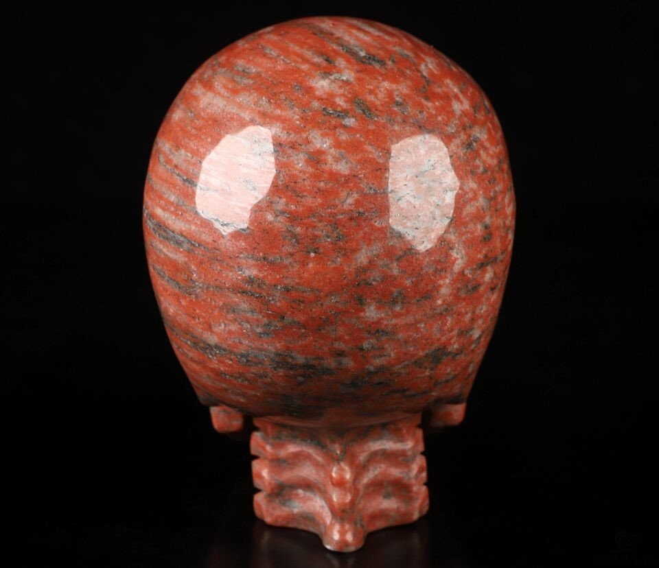 Granite Rouge ,  Crâne avec colonne  / Crystal Skull  , Collection / Lithothérapie , Cranio , SchÄdel , Craneo , reiki Crystal Skull