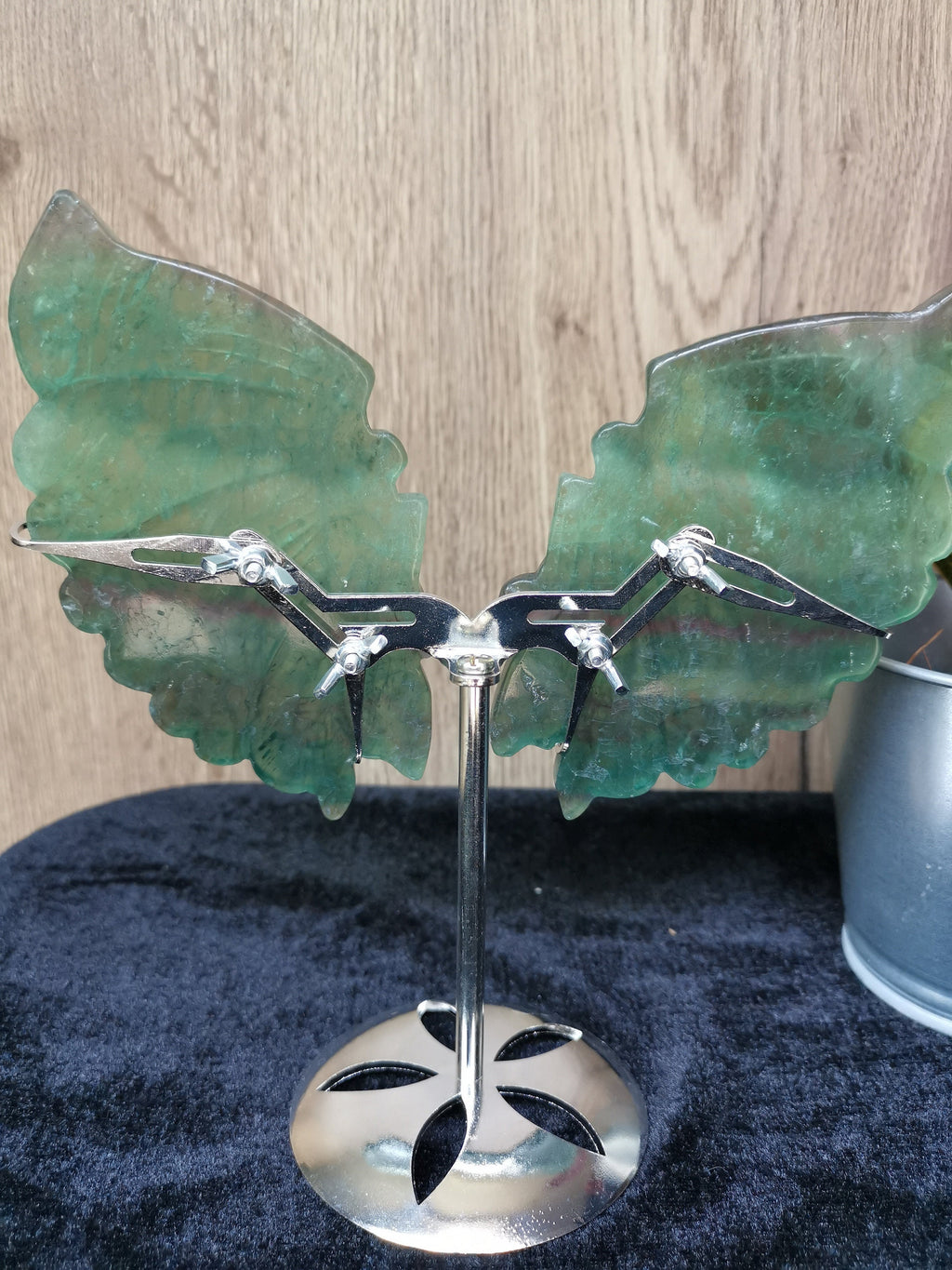 Green fluorite sculpture Butterfly wing , Rare large size