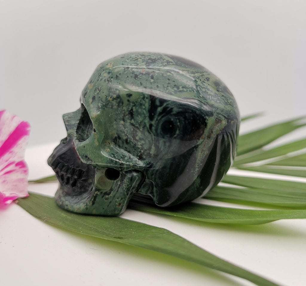 2" Crocodile Skin Jasper / Kambaba Jasper / Collector's Skull, Top quality carved natural stone ideal decoration