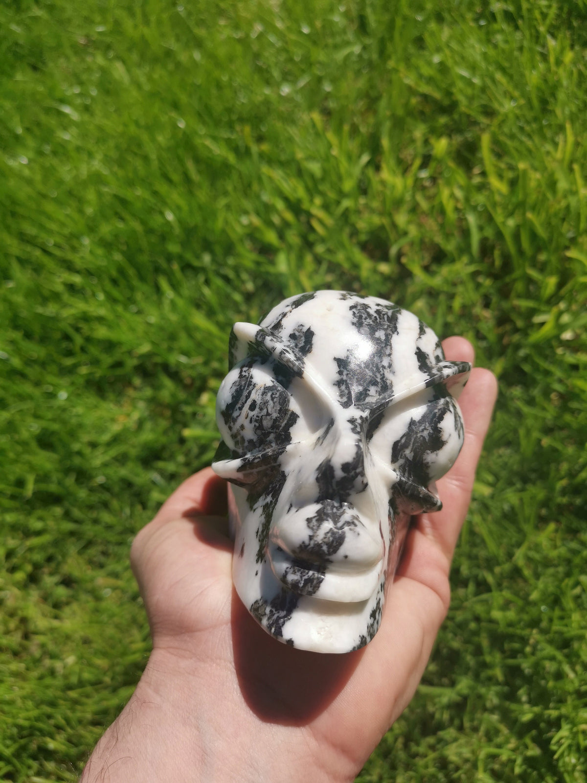 ZEBRA-Jaspis sculptuur in de vorm van een Afrikaans hoofd van natuursteen / doodshoofd / Cranio , SchÄdel , Craneo , Skull , reiki-kristallen schedel