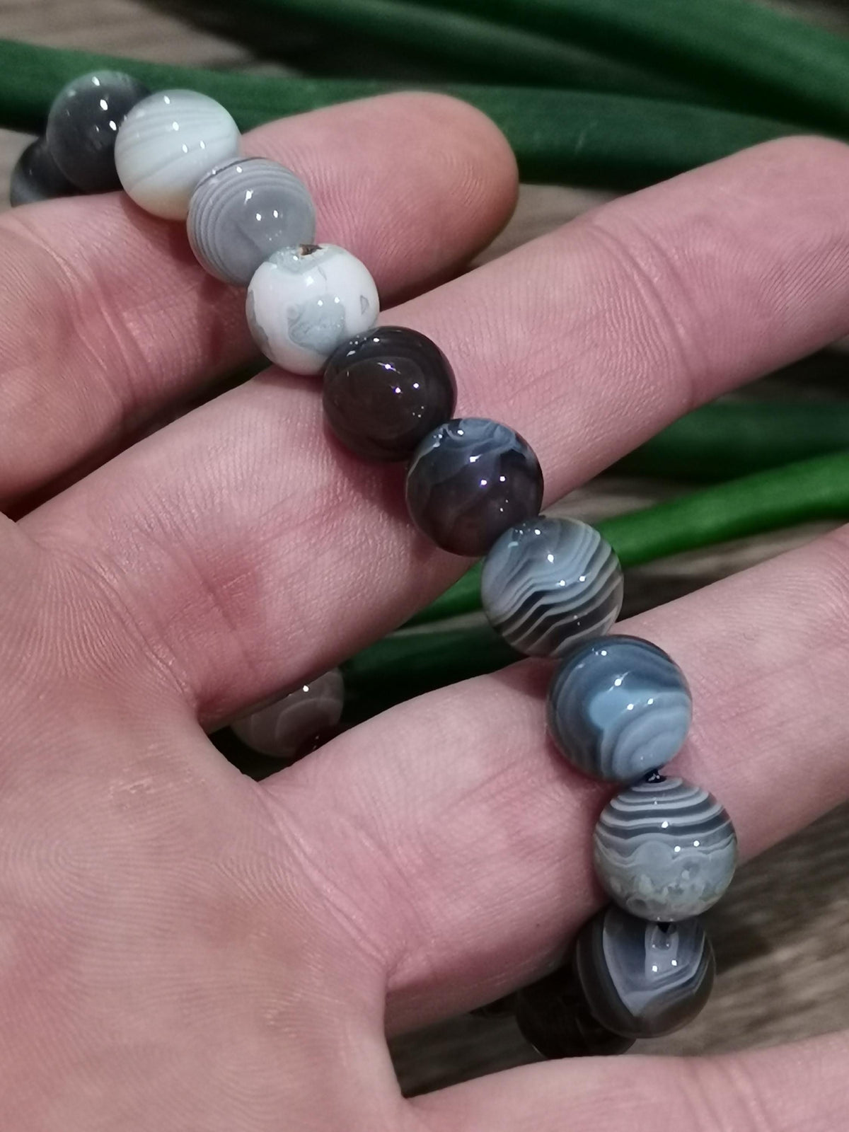 Mozambique Agate, 10 mm Round Bead Bracelet, CUSTOM Length