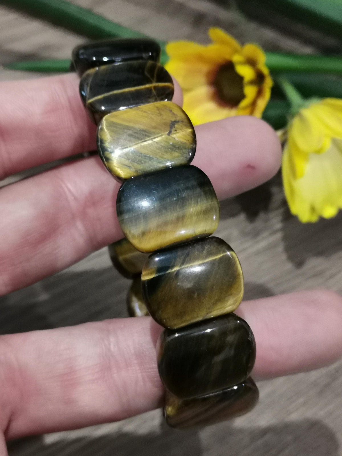 Tigeroog met valkenoog Gemengd , armband Grote originele OVALE kraal