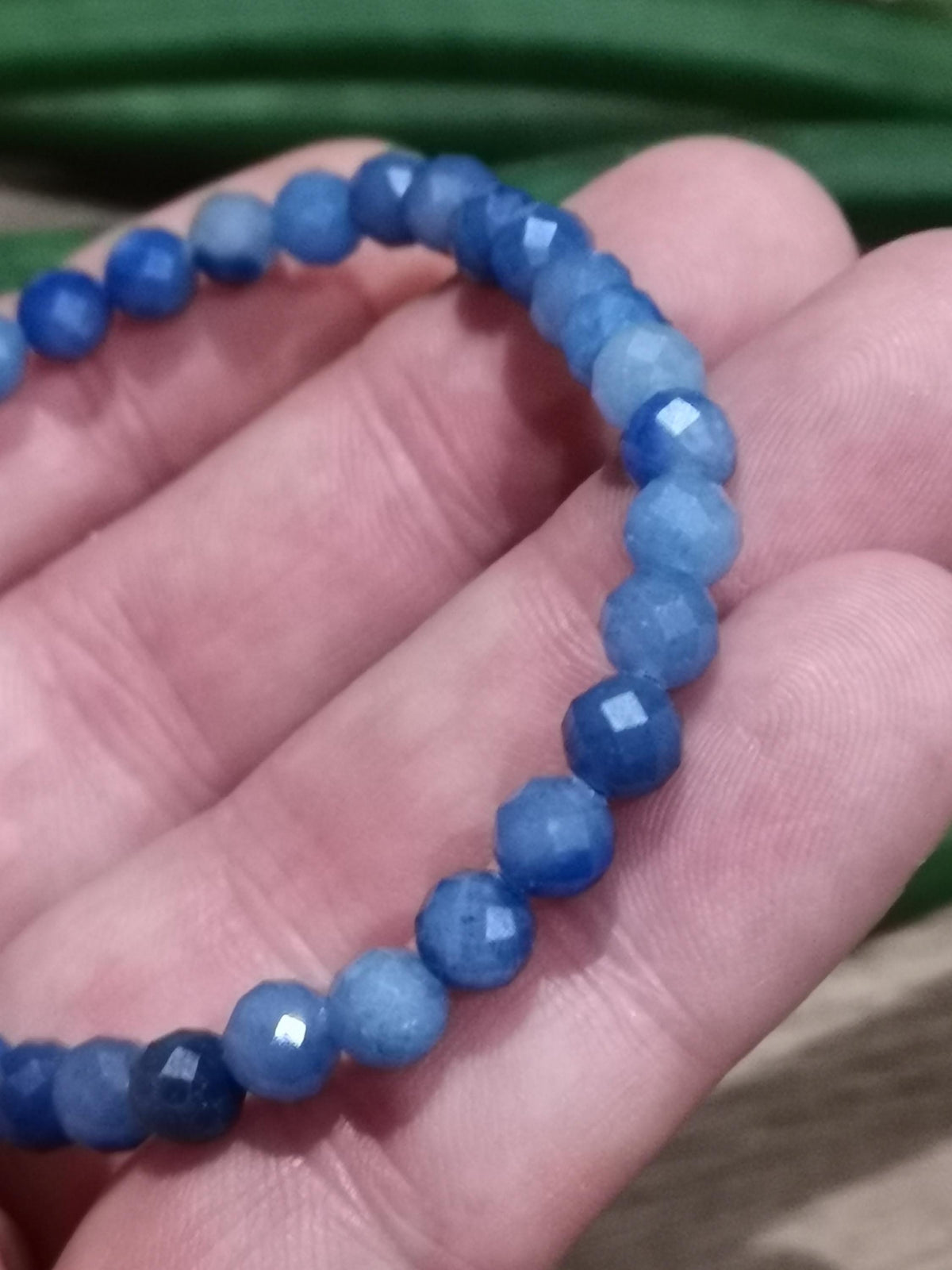 Aventurina Azul do Brasil , Pulseira à medida à escolha , Pérola redonda facetada de 6 mm