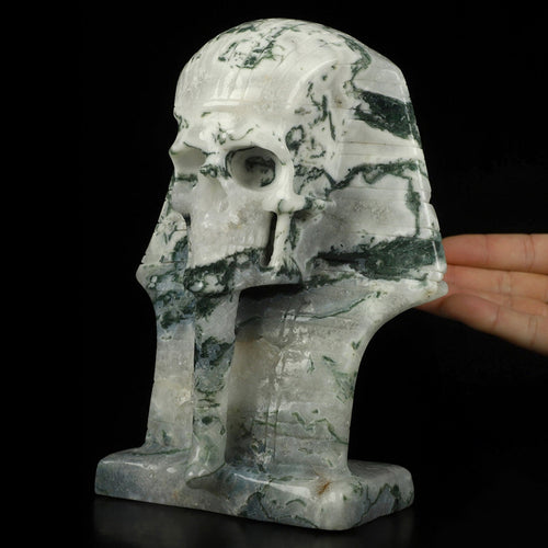 AGATE MOUSSE , Schedelsculptuur Farao / Toetanchamon / lithotherapie / Skull ; Cranio , Schädels Kristallenschedel
