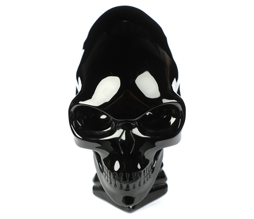 Obsidian SCHWARZ ,6,5 Zoll Skulptur Alien-Schädel Liegend / Maya-Reiseschädel / Lithotherapie / Schädel ; Cranio , Schädel Kristallschädel