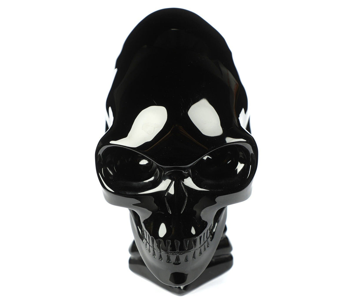 Obsidian SCHWARZ ,6,5 Zoll Skulptur Alien-Schädel Liegend / Maya-Reiseschädel / Lithotherapie / Schädel ; Cranio , Schädel Kristallschädel