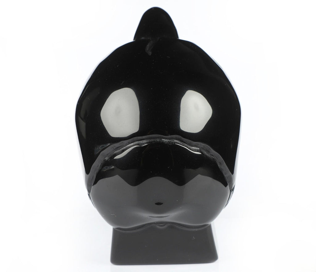 Hoorn schedel van zwart obsidiaan – Collectiesculptuur – 1.370 g