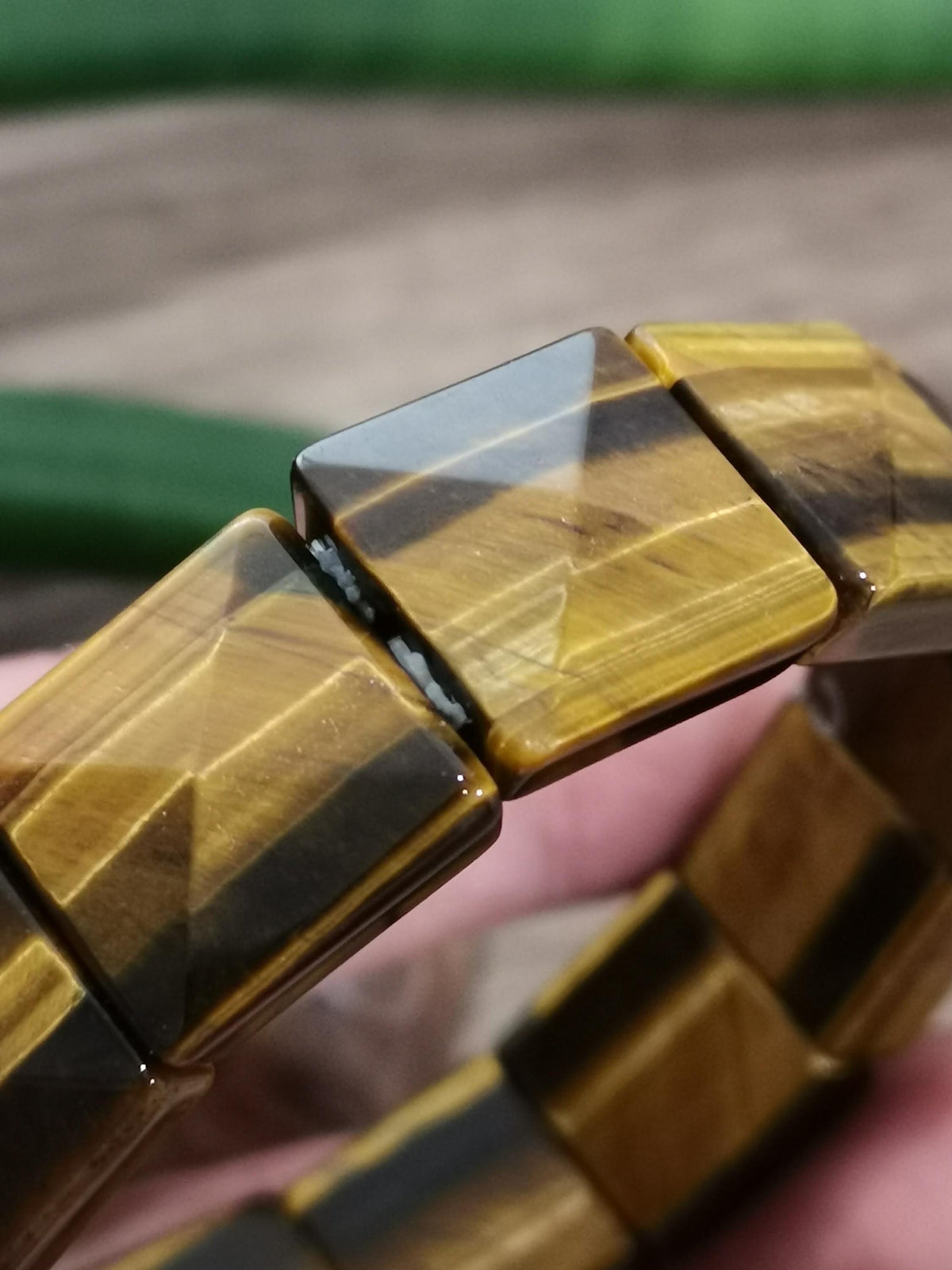 Olho de tigre amarelo, pulseira bonita e em grande formato quadrado de 16/16 mm, magnífica