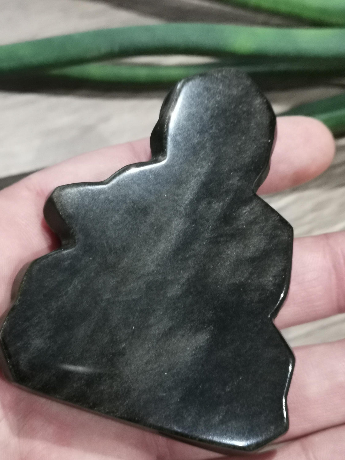 Ganesha gravada em obsidiana dourada – Escultura em pedra natural