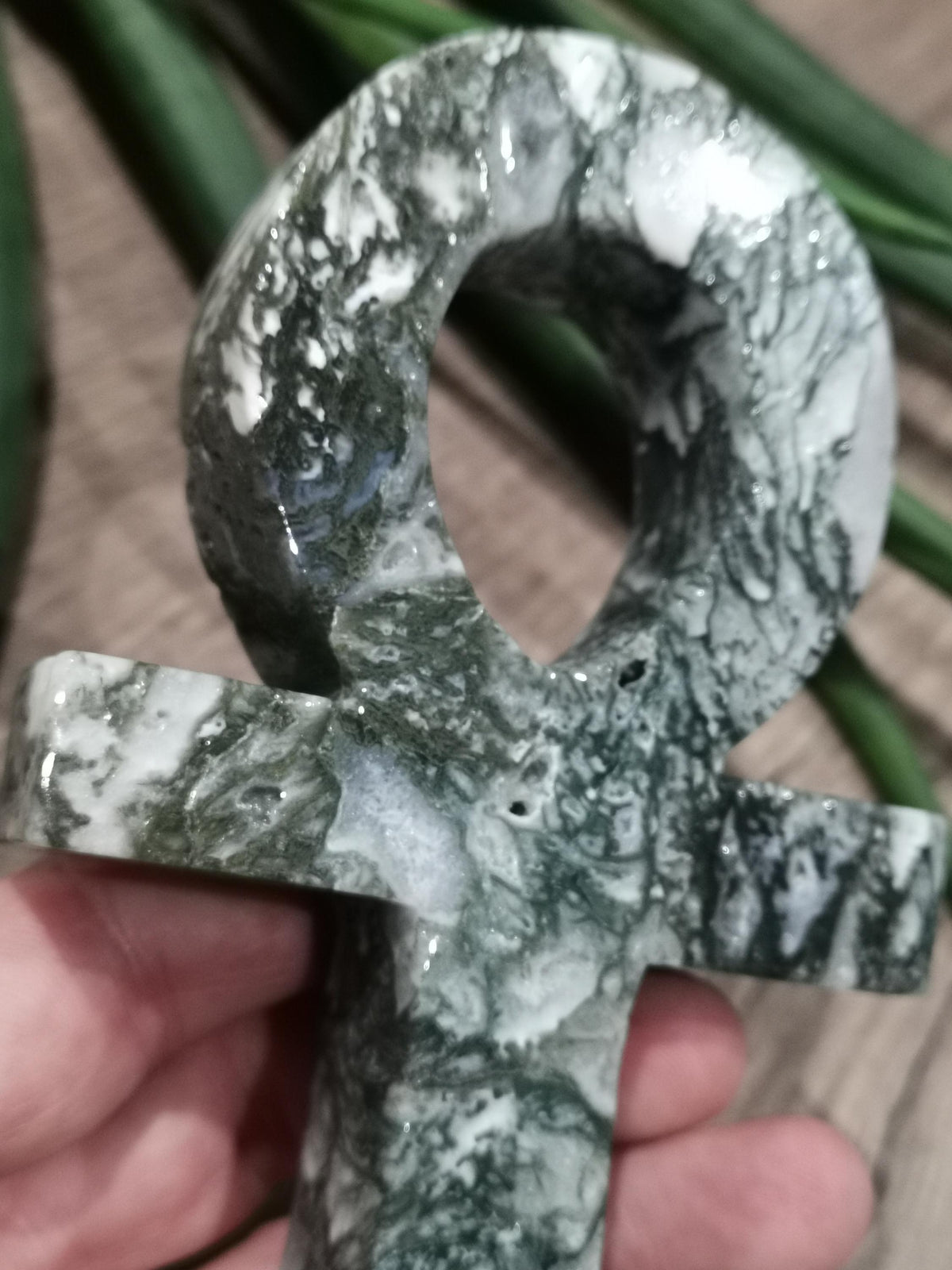 Grande croix Ankh en pierre naturelle, pierre au choix