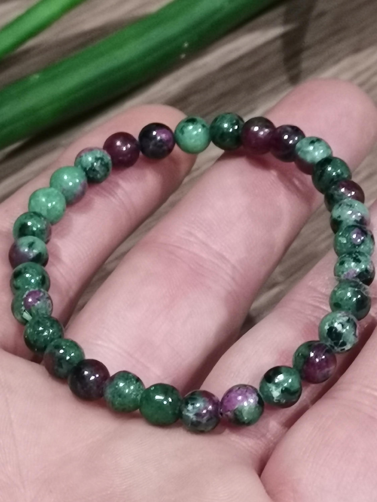 Pulseira de rubi em zoisite – Contas de 6 mm – À medida - pedra natural