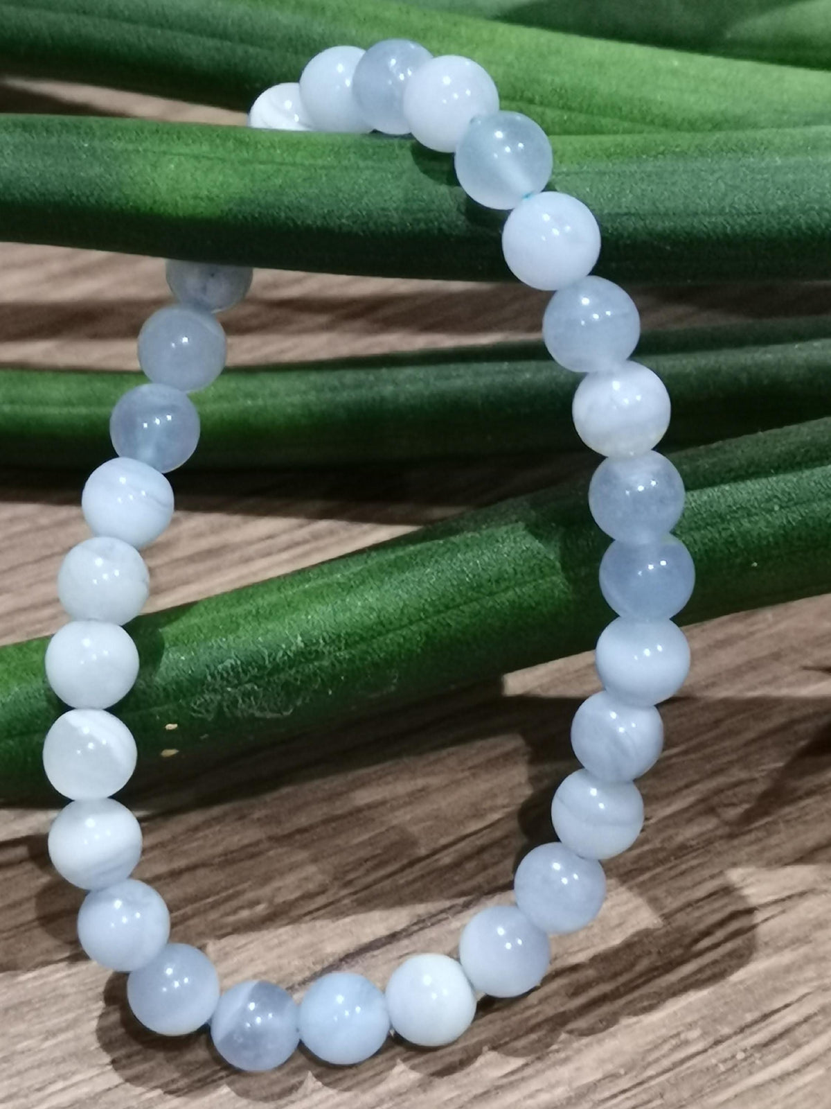 BLUE LACE Agate, Custom-Made Bracelet of Your Choice, 6 mm Round Beads