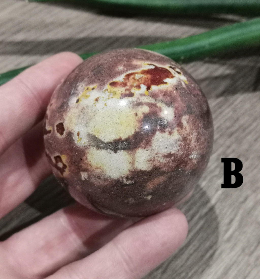 Van Gogh Jasper , Yellow , orange , red , natural stone carved into a Sphere , Collector's ball / Lithotherapy / Feng shui