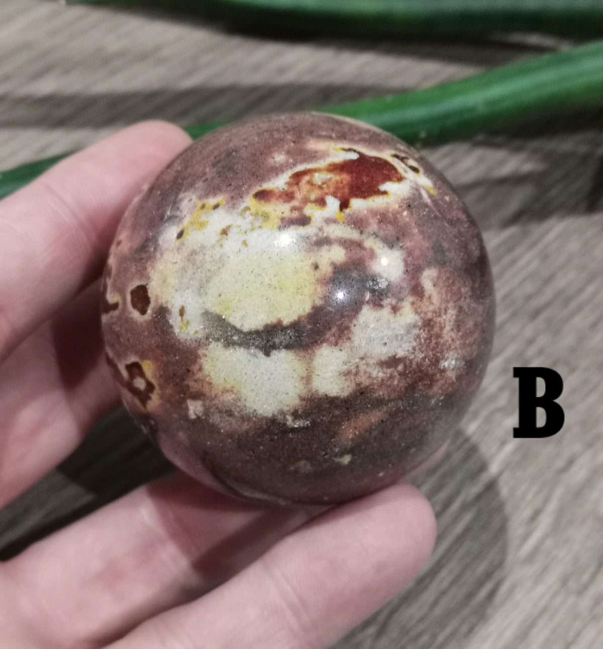 Jaspe Van Gogh , Amarillo , naranja , rojo , piedra natural tallada en Esfera , Bola de colección / Litoterapia / Feng shui