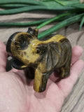 Tiger's eye, elephant sculpture -> 395 grams, Statue, Carved minerals