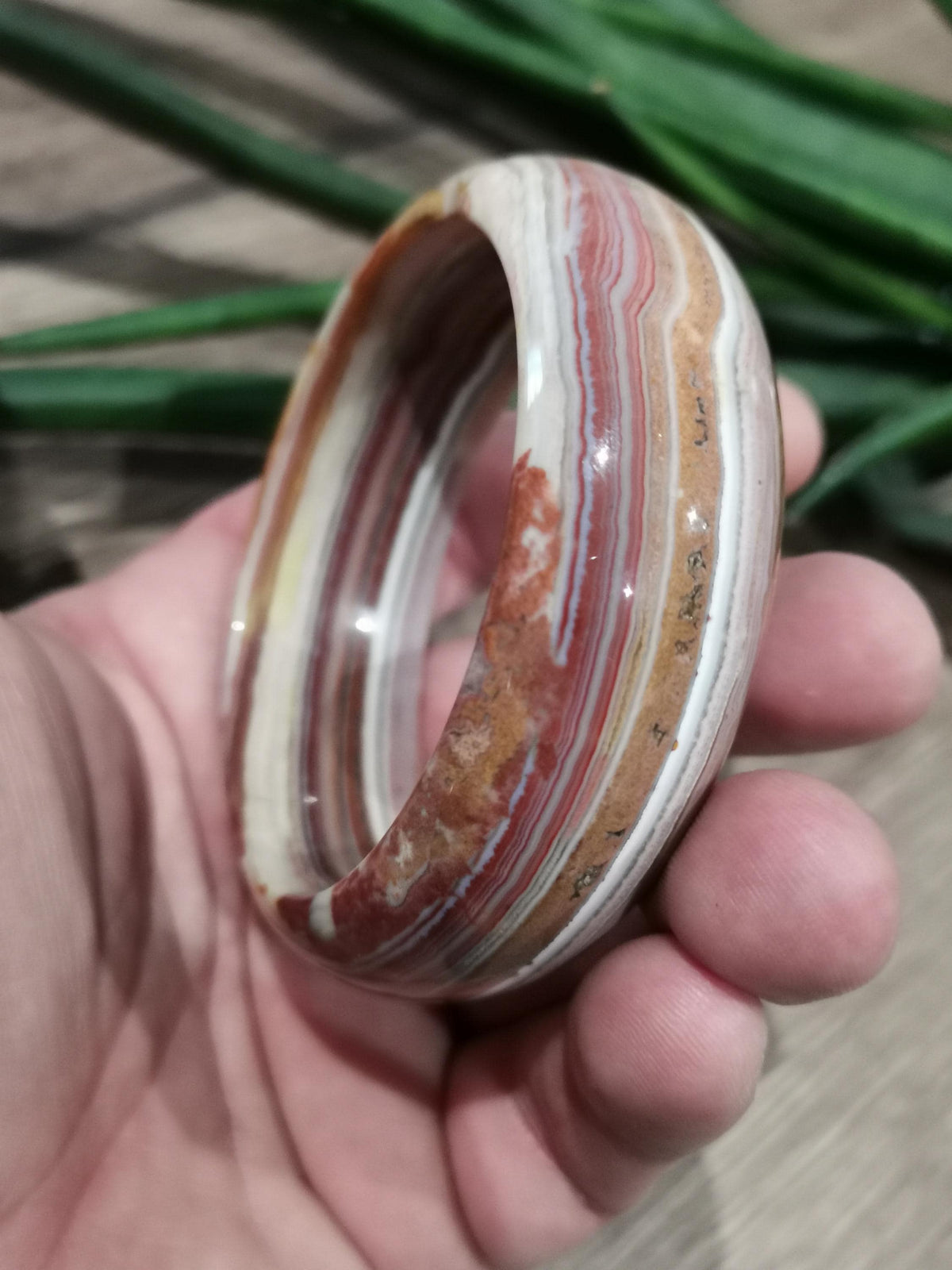 Crazy Agate, Crazy Agate / Natural Stone Bangle Bracelet, Diameter 60 Mm