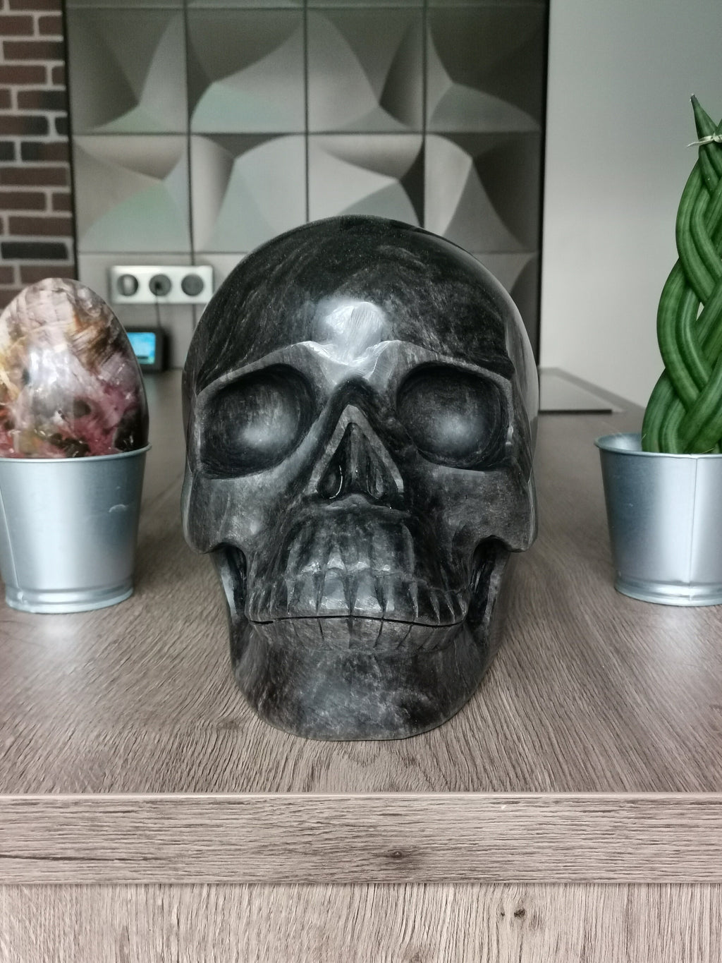 TITAN-skalle + 19 KG -> Silverobsidian / Skull TITAN / Colosse Crystal Skull