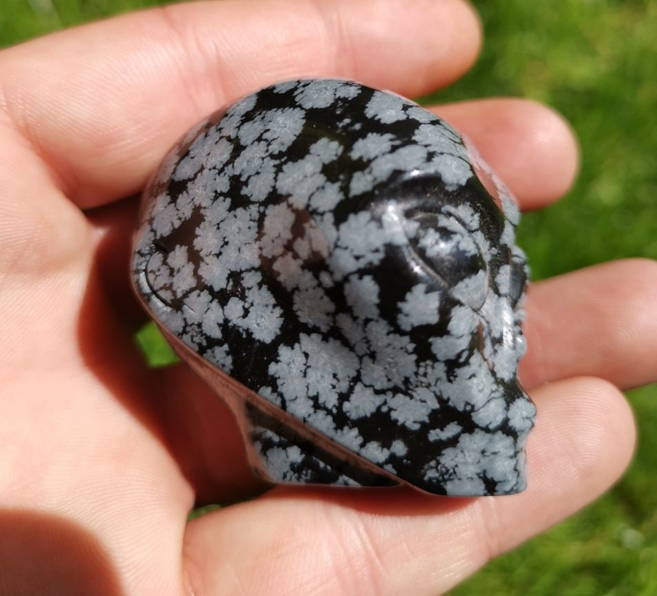Obsidienne Flocon  /Crâne pierre naturelle de collection / décoration  Skull , Cranio , SchÄdel , Craneo Crystal Skull