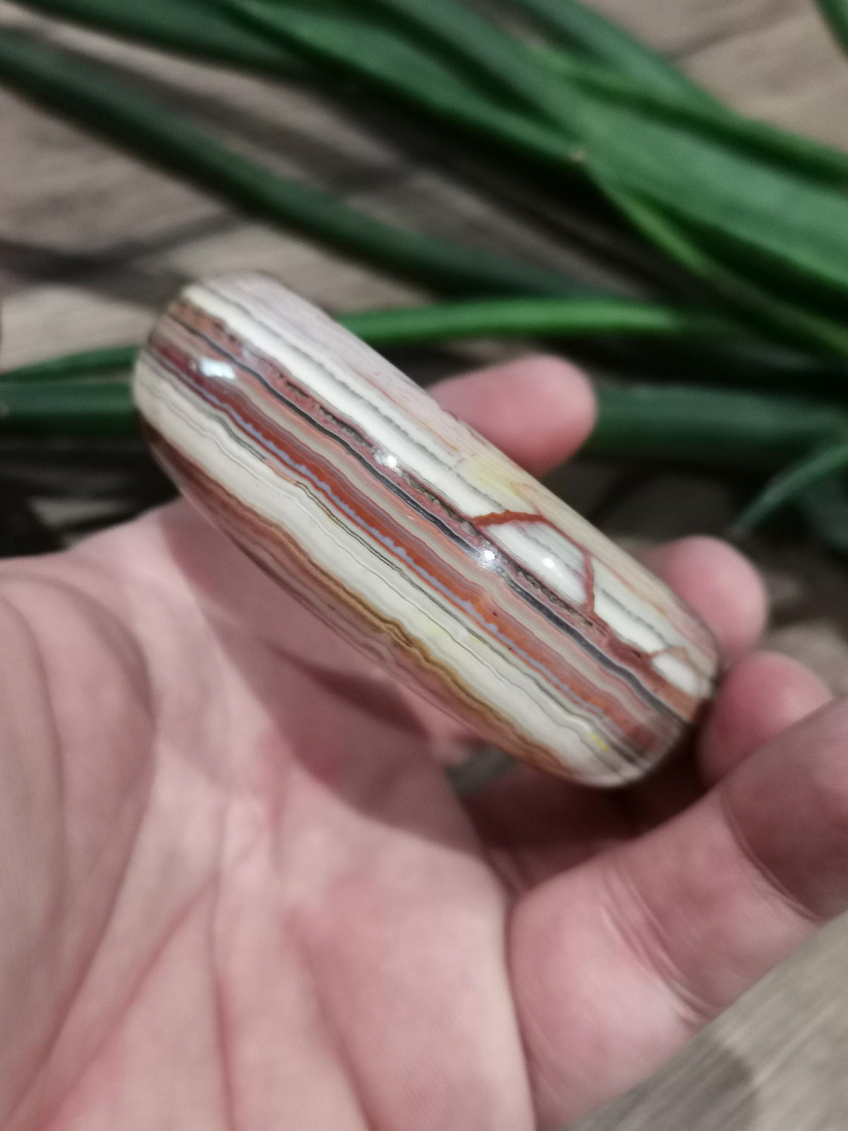 Crazy Agate, Crazy Agate / Natural Stone Bangle Bracelet, Diameter 60 Mm