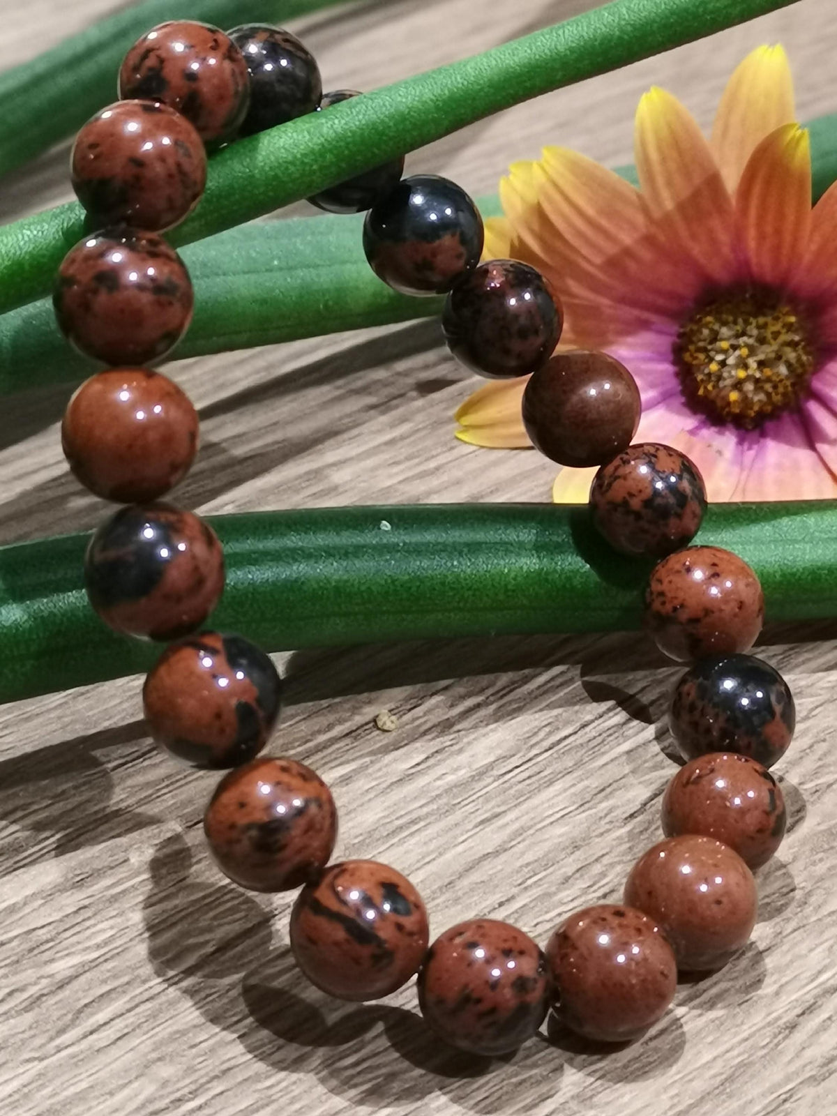 Obsidiana ACAIÃ  , Pulseira à medida à escolha  , Pérola redonda de 10 mm