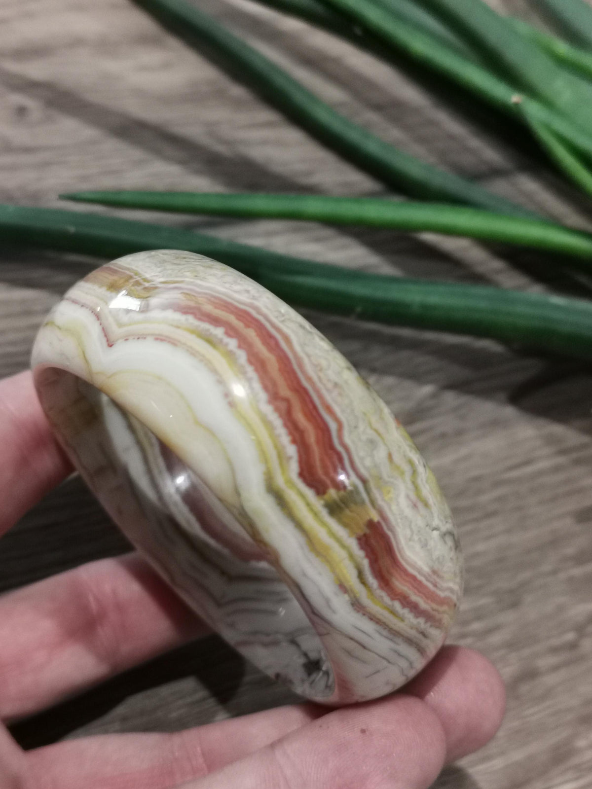 Pulseira rígida em ágata louca · Diâmetro interior 62 mm , Pedra natural